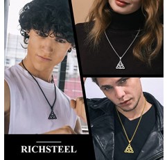 Richsteel 스테인레스 스틸 셀틱 매듭 Triquetra 펜던트 목걸이 남성 여성 보호 부적 부적 쥬얼리 (선물 상자 포함)