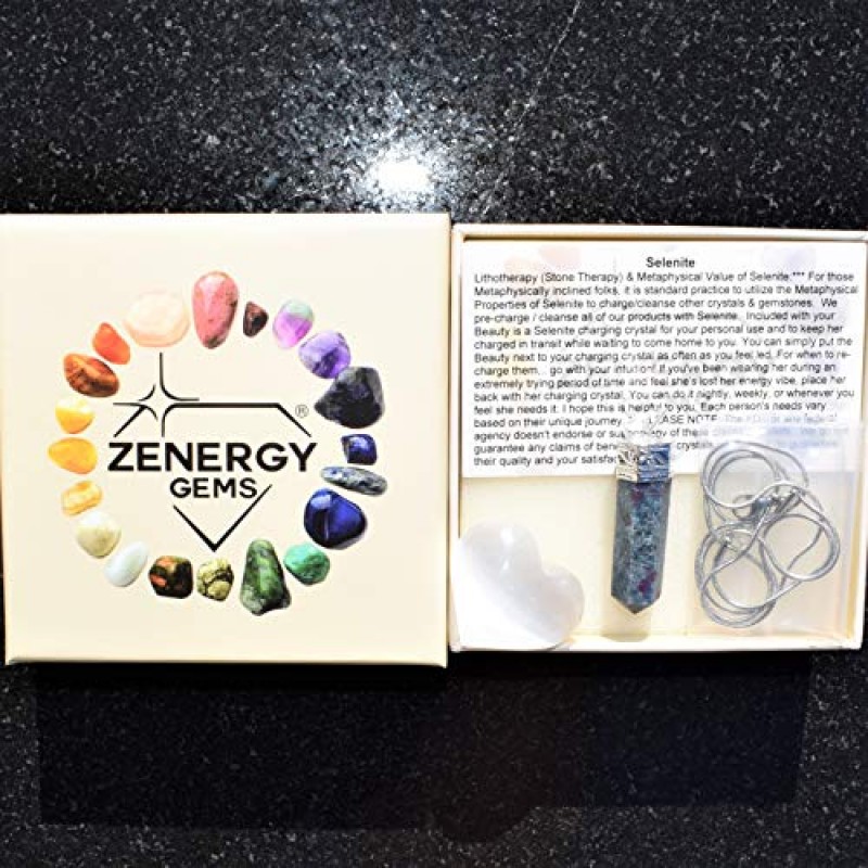 Zenergy Gems 충전 천연 히말라야 젬스톤 크리스탈 퍼펙트 펜던트 + 20