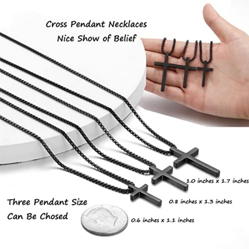 남자를위한 스테인레스 스틸 크로스 목걸이 남자를위한 소년 크로스 체인을위한 실버 크로스 목걸이 작은 크로스 펜던트 목걸이 간단한 보석