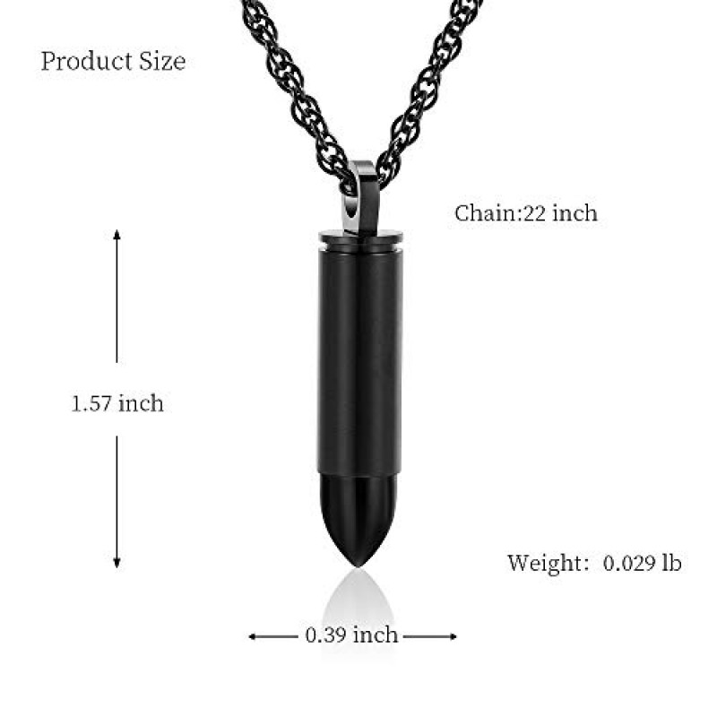 Shajwo 화장 쥬얼리 총알 Urn 유골 목걸이 여성용 남성용 실린더 기념품 기념 로켓 펜던트 애쉬 홀더