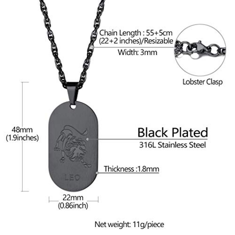 Richsteel 12 별자리 개 태그 펜던트 목걸이 남성 여성 스테인레스 스틸/18K 골드 도금 점성술 보석 조디악 매력 체인 (선물 상자 포함)
