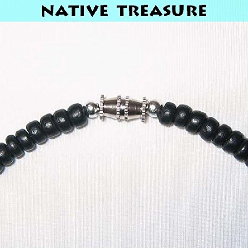 Native Treasure 남성 및 여성 블랙 코코 비즈, 필리핀산 흰색 조개 Heishe 방주 쉘 열대 여름 해변 서퍼 목걸이 - 5mm(3/16