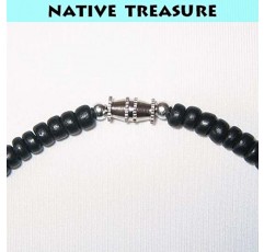 Native Treasure 남성 및 여성 블랙 코코 비즈, 필리핀산 흰색 조개 Heishe 방주 쉘 열대 여름 해변 서퍼 목걸이 - 5mm(3/16