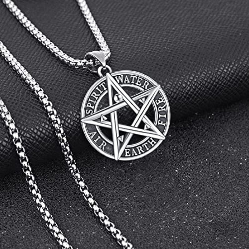 Aniu Tetragrammaton/Pentagram/트리플 문 여신 목걸이 남성 여성 925 스털링 실버 마녀 매듭 펜타클 펜던트 이교도 Wiccan 부적 에너지 선물 쥬얼리