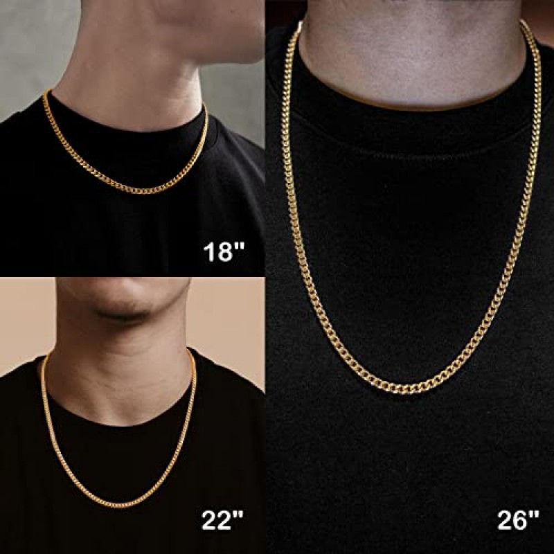 남성 및 여성용 EMATU 쿠바 링크 체인, 5mm 남성용 실버 체인 18, 22, 26, 30인치