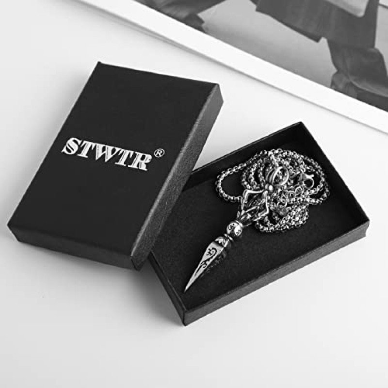 STWTR 불교 레트로 Daming Mantra 악마 유봉 펜던트 목걸이 전송 부적 스테인레스 스틸 펜던트 목걸이를 내려오는 6 자 만트라