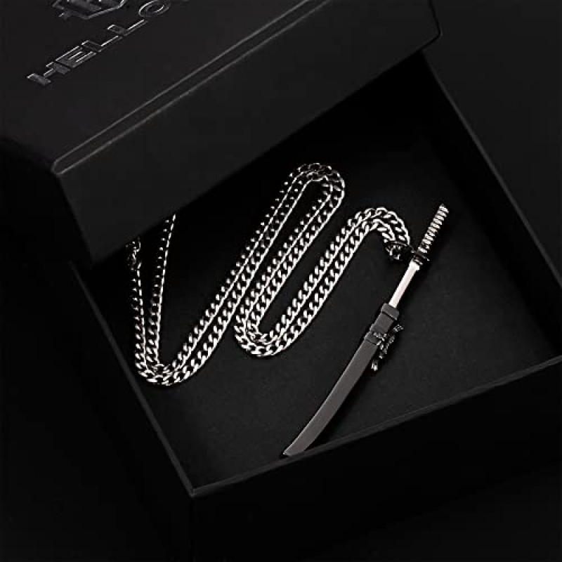 HELLOICE Katana 목걸이 사무라이 검 목걸이 Katana Unsheated Sword 목걸이 여성과 남성을위한 18K 금도금 Katana 선물
