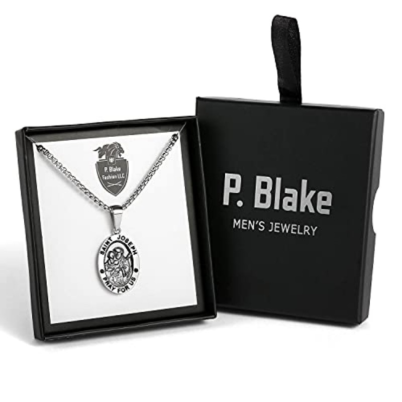 P. BLAKE 세인트 크리스토퍼/마이클/요셉/예수 목걸이 남성 여성 스테인레스 스틸 수호 펜던트 체인 24 인치