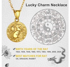 GOLDCHIC JEWELRY 중국어 조디악 동전 목걸이, 골드 라운드 디스크 수제 동물 펜던트 부적 행운의 매력 목걸이 여성/소녀, 생일 선물 (선물 상자 포함)