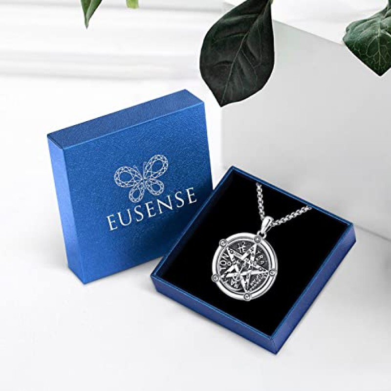 Eusense Wiccan 쥬얼리 925 스털링 실버 오각형 목걸이 여성용 달 마녀 쥬얼리 Hecate Lilith 목걸이 이교도 쥬얼리 Nudo De Bruja Plata 925 Original Tetragrammaton Amuleto de Proteccion