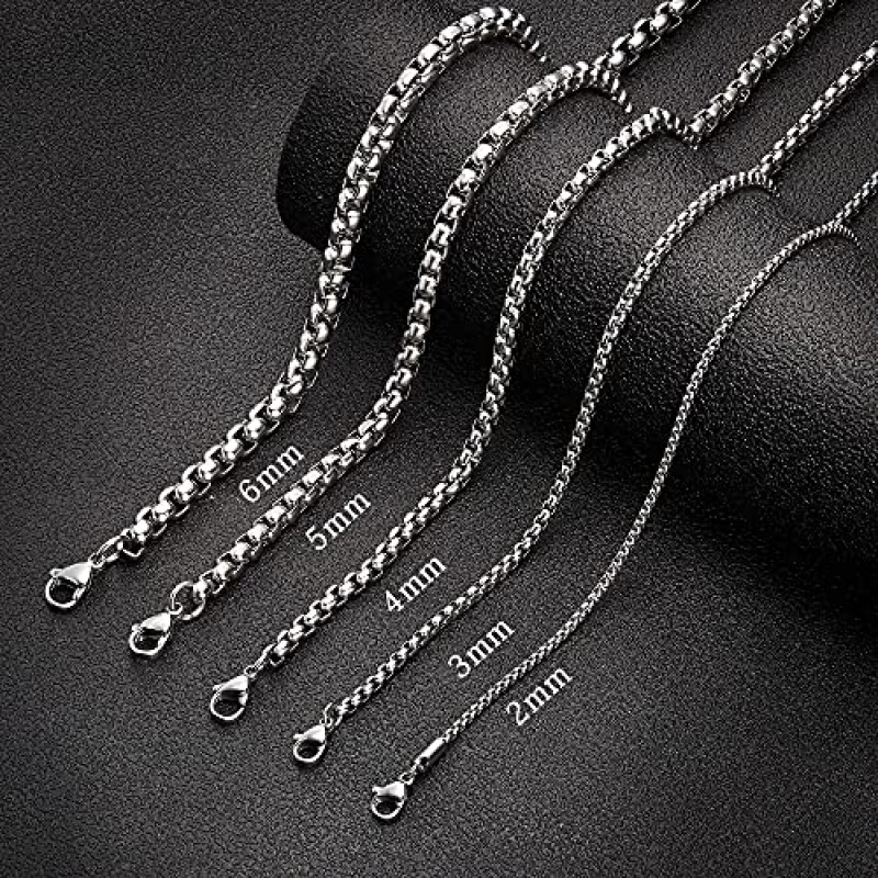 Estendly 2mm-7mm 16-38In 스테인레스 스틸 롤로 체인 목걸이 남성 여성 쥬얼리에 대한 조잡한 체인 목걸이