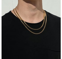 VEXXS 남성용 골드 체인, 18K 리얼 골드 도금 쿠바 링크 체인, 내구성이 뛰어난 색상 페이딩 없음 3mm 4mm 6mm 남성용 목걸이