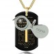NanoStyle 주기도문 남성용 십자가 목걸이 오닉스 개 태그 펜던트 24k 골드 새겨진 KJV 기독교 성경, 20"