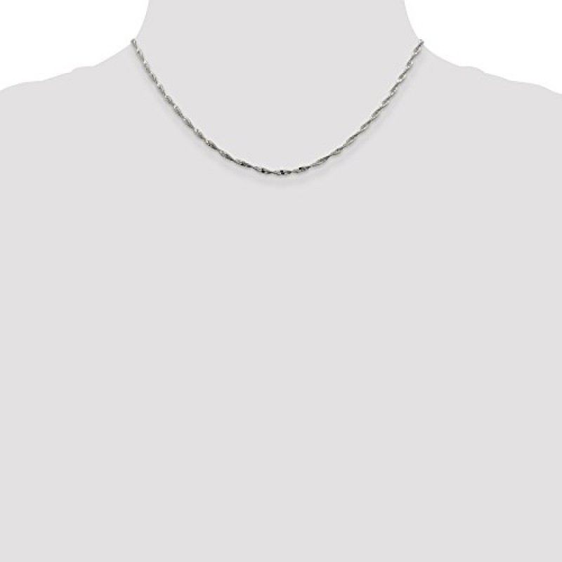 솔리드 925 스털링 실버 2mm 트위스트 헤링본 체인 목걸이 - 안전한 랍스터 잠금 걸쇠 포함