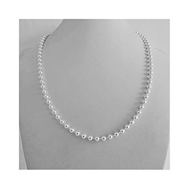 베로나 보석상 925 스털링 실버 이탈리아 1.5MM, 2MM,3MM,4MM,5MM 실버 구슬 볼 체인 목걸이, 스털링 실버 구슬 목걸이, 이탈리아 구슬 목걸이, 솔리드 인식표 체인 육군 목걸이