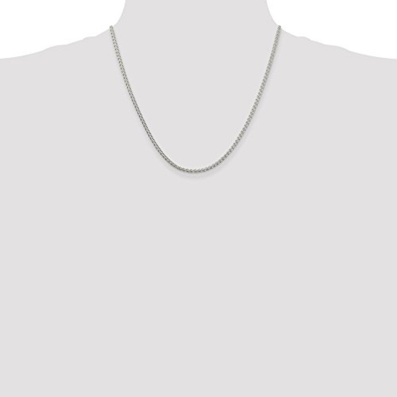 솔리드 925 스털링 실버 2.5mm 라운드 스피가 체인 목걸이 - 안전한 랍스터 잠금 걸쇠 포함