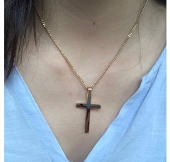 RIVETING JEWELRY 18K 골드 체인 스타일 크로스 펜던트 목걸이 남성용, 여성용, 청소년을위한 솔리드 걸쇠 참용 얇은 마이애미 쿠바 링크 다이아몬드 컷