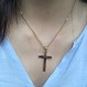 RIVETING JEWELRY 18K 골드 체인 스타일 크로스 펜던트 목걸이 남성용, 여성용, 청소년을위한 솔리드 걸쇠 참용 얇은 마이애미 쿠바 링크 다이아몬드 컷