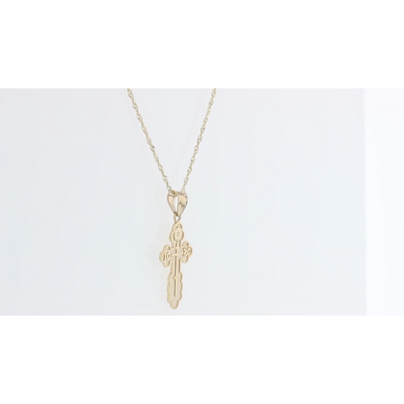 Ioka 14K 옐로우 골드 세인트 올가 그리스 정교회 세례 크로스 펜던트, 1.2mm 싱가포르 체인 체인 목걸이