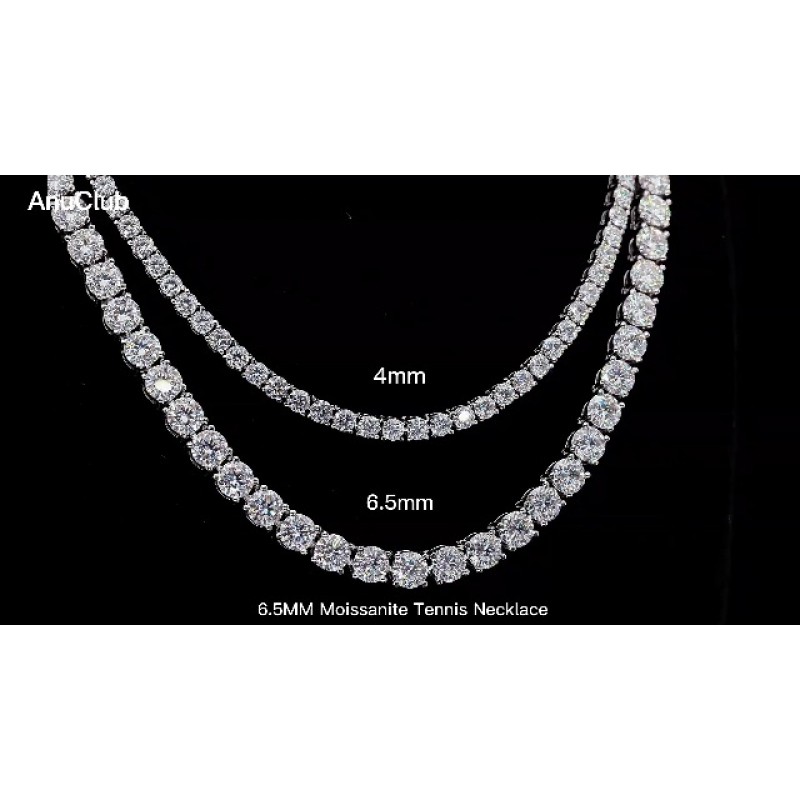 AnuClub (32cttw-81cttw Moissanite 테니스 목걸이 체인 14K 골드 도금 스털링 실버 라운드 컷 D 컬러 VVS1 Moissanite 다이아몬드 클래식 체인 여성용 남성용