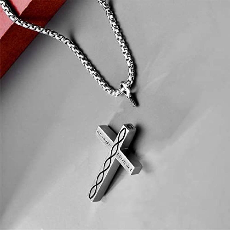 CEKAMA 스털링 실버 십자가 Urn 목걸이 유골 화장 십자가 Keepsake Memorial 펜던트 화장 쥬얼리 남성 여성을위한 22 22 24 인치 체인