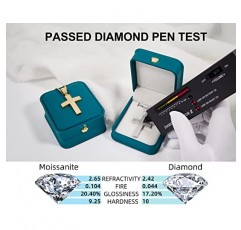 남성용 CHINALUSTER Moissanite 크로스 목걸이, 남자 친구를위한 925 스털링 실버 힙합 펜던트 목걸이 이상의 18K 화이트 골드, Brilliant Lab Grown Diamond Rope Chain