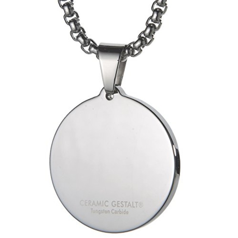 GESTALT COUTURE 독특한 텅스텐 메달리온 목걸이. 18K 골드 도금 스테인리스 스틸 세인트 크리스토퍼 인레이.