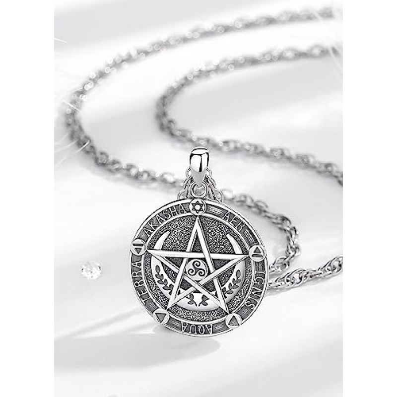 CELESTIA 925 스털링 실버 Tetragrammaton 펜던트/Tetragrammaton 반지/프리메이슨 목걸이/여성 남성용 펜타그램 쥬얼리