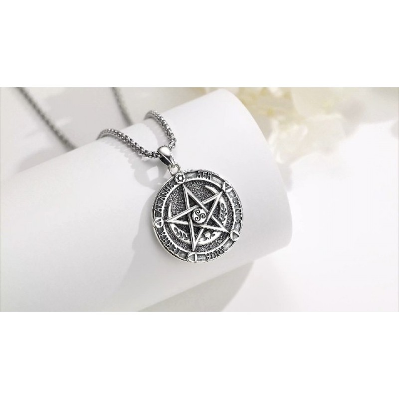 CELESTIA 925 스털링 실버 Tetragrammaton 펜던트/Tetragrammaton 반지/프리메이슨 목걸이/여성 남성용 펜타그램 쥬얼리