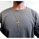 RIVETING JEWELRY 24K 골드 체인 스타일 크로스 펜던트 목걸이 남성용, 남편, 십대 용 솔리드 걸쇠 매력용 얇은 마이애미 쿠바 링크 다이아몬드 컷