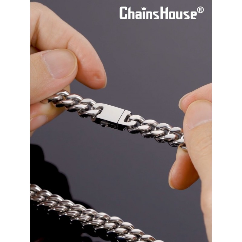 ChainsHouse 스테인레스 스틸 남성용 쿠바 링크 체인, 블랙/18K 골드 마이애미 쿠바 체인 목걸이, 5/7/9mm/12mm 너비, 변색 없음 및 내구성 힙합 남성용 Hewelry, 18