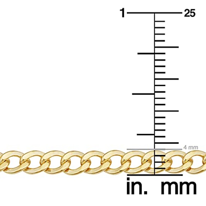 남성 및 여성용 Kooljewelry 솔리드 14k 옐로우 골드 충전 마이애미 쿠바 커브 체인 목걸이(3.2mm, 4mm, 5mm, 6mm, 7.4mm 또는 9mm)