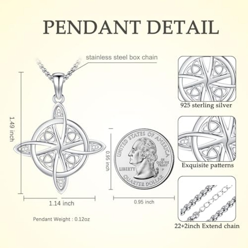 AUDINCEED 켈트 매듭 목걸이 925 스털링 실버 펜던트 목걸이 켈트 매듭 목걸이 쥬얼리 목걸이 펜던트 목걸이 펜던트 남성 여성 휴일 선물