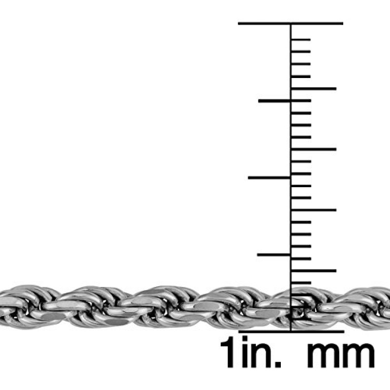 Kooljewelry 남성용 스털링 실버 3.7mm 로프 체인 목걸이