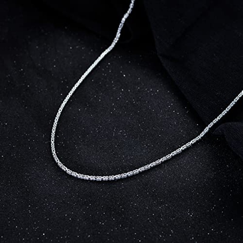 BHUBREA 925 스털링 실버 2.5mm 솔리드 비잔틴 체인 링크 목걸이 남성 여성 산화 스퀘어 실버 체인 쥬얼리 선물, 16-36 인치