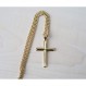 ADORATO JEWELRY 24K 골드 체인 작은 베벨 크로스 펜던트 목걸이 여성, 남성 아내, 남편을위한 3MM 쿠바 목걸이 걸쇠 매력에 얇은 마이애미 쿠바 링크 다이아몬드 컷 종교 경 사진 가장자리