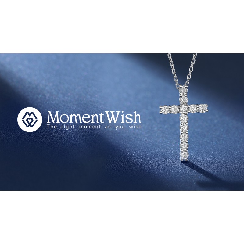 MomentWish 크로스 목걸이 실버, 여성 남성을위한 기독교 선물, 그를위한 Moissanite 목걸이, 925 스털링 실버 크로스 목걸이 생일 아버지 날 크리스마스 선물