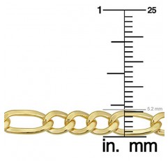 Kooljewelry 솔리드 14k 옐로우 골드 충전 5.2mm 피가로 체인 목걸이(18, 20, 22, 24 또는 30인치)