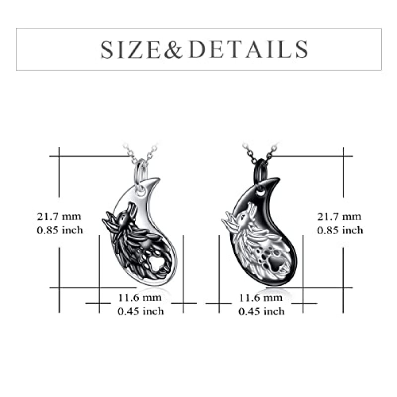 YFN 늑대 목걸이 스털링 실버 셀틱/음과 양/크리스탈/일치하는 늑대 펜던트 커플 친구 쥬얼리 선물 여성 남성을위한