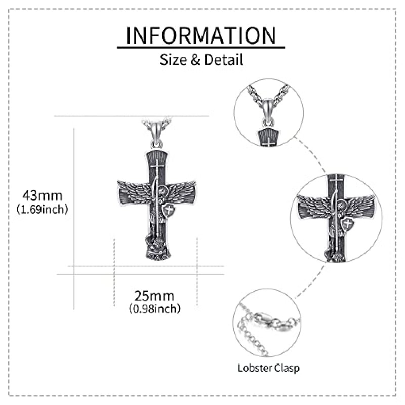 VENACOLY 기적의 메달 스털링 실버 4 웨이 크로스 목걸이 신성한 심장 성 Chistopher 세인트 조셉 성모 마리아 목걸이 Scapulars 남성용 카톨릭 보석 선물