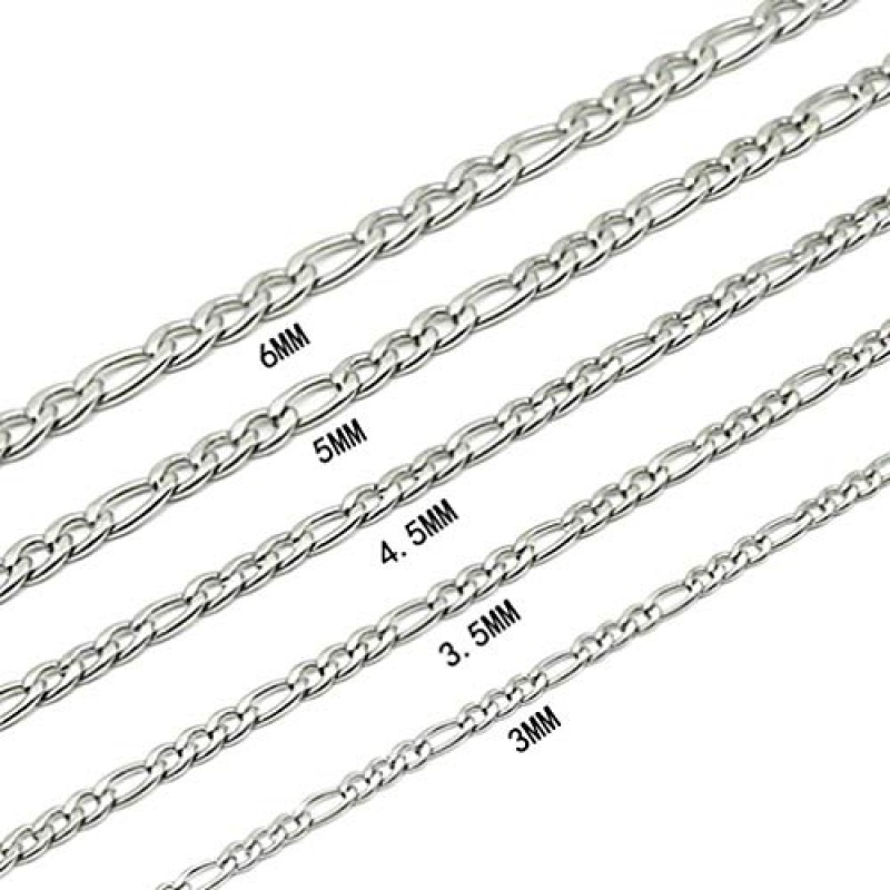 DAYA EMPIRE 14K 화이트 피가로 체인 스타일 크로스 펜던트 목걸이 남성용, 여성용, 청소년을위한 솔리드 랍스터 걸쇠. 얇은 참용 길이 
