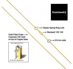 Kooljewelry 14k 옐로우 또는 화이트 골드 채워진 둥근 밀 체인 펜던트 목걸이(0.8mm, 1.2mm, 1.5mm 또는 2.5mm)