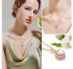 여성을위한 다이아몬드 하트 목걸이, 1-2 캐럿 Moissanite Love Halo 펜던트 체인, 스털링 실버 연구소는 어머니 아내 소녀를위한 시뮬레이션 다이아몬드 하트 쥬얼리 선물을 만들었습니다.