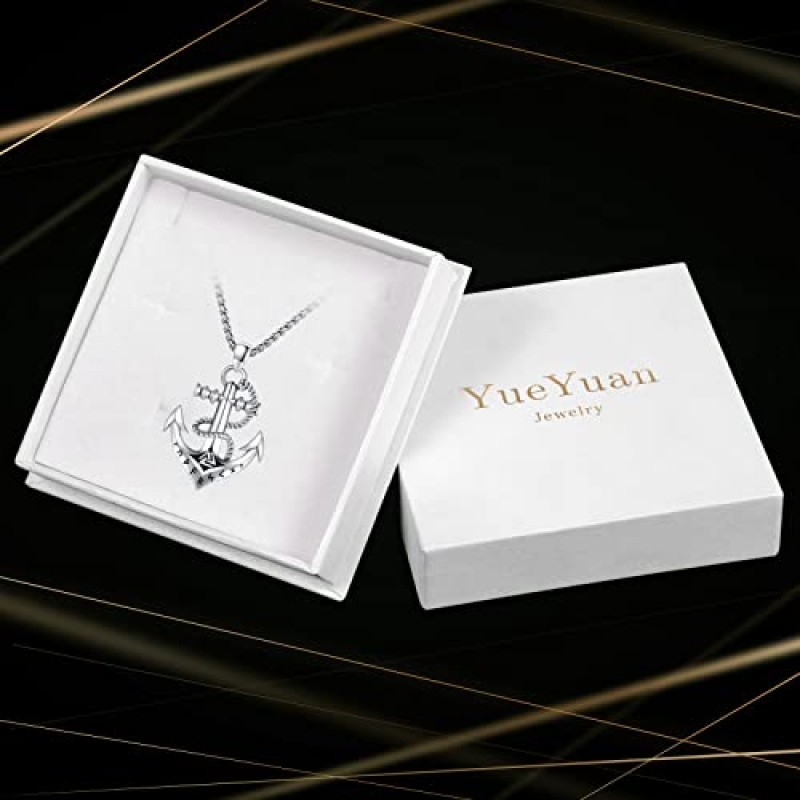 남자를위한 YueYuan 앵커 목걸이 925 스털링 실버 바이킹 Valknut 룬 앵커 펜던트 선원 목걸이 해상 목걸이 선물 생일 기념일, 20 + 2