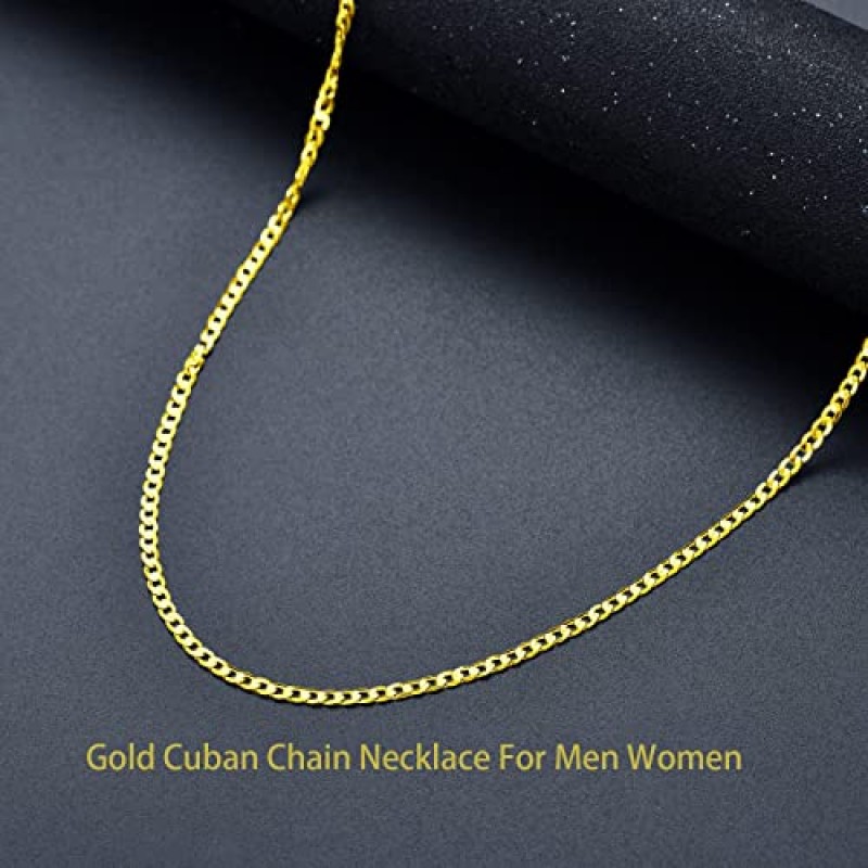 KXJ S925 스털링 실버 3mm/4mm/5mm 체인 남성 여성 24k 골드/화이트 골드 도금 이탈리아 쿠바 링크 체인 목걸이 쥬얼리 선물 소년 남자 친구 남편 아빠 생일 졸업 기념일, 14/16/18/20/22/24/26/28 /30인치