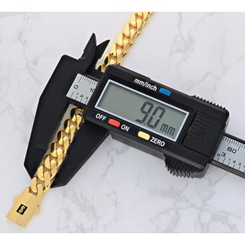 Nuragold 10k 옐로우 골드 9mm 로얄 모나코 마이애미 쿠바 링크 체인 목걸이, 남성용 주얼리 팬시 박스 걸쇠 18
