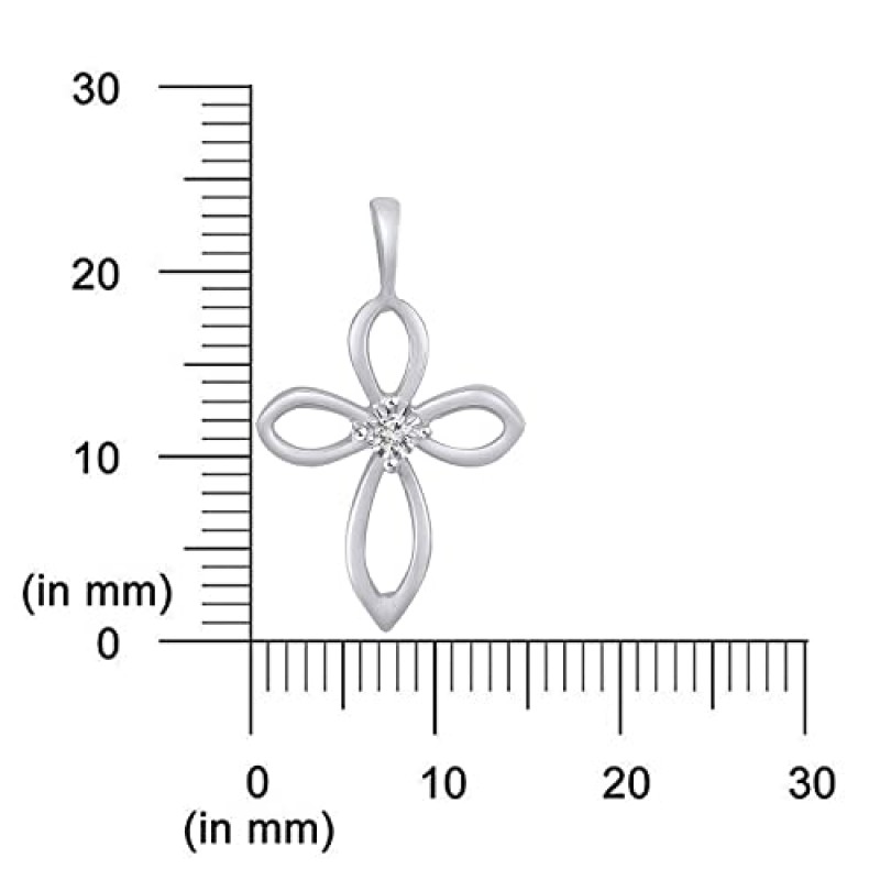 예쁜 보석 14k 화이트 골드 마감 925 스털링 실버 라운드 화이트 다이아몬드 종교 십자가 펜던트 목걸이 여성용 생일 크리스마스 선물, 18