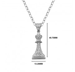 제넬리아 주얼러스 2.21 CT. T.W. 남성용 킹 체스 펜던트 목걸이 힙합 14K 화이트 골드 도금 925 스털링 실버 큐빅 지르코니아 Cz 다이아몬드 쥬얼리 (체인 제외)