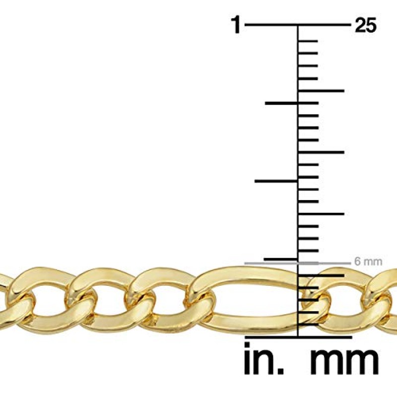 Kooljewelry 솔리드 14k 옐로우 골드 충전 6mm 피가로 체인 목걸이(18, 20, 22, 24 또는 30인치)