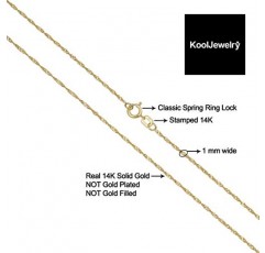 Kooljewelry 14k 옐로우 골드 싱가포르 체인 펜던트 목걸이 (0.7mm, 1mm, 1.4mm, 1.7mm)